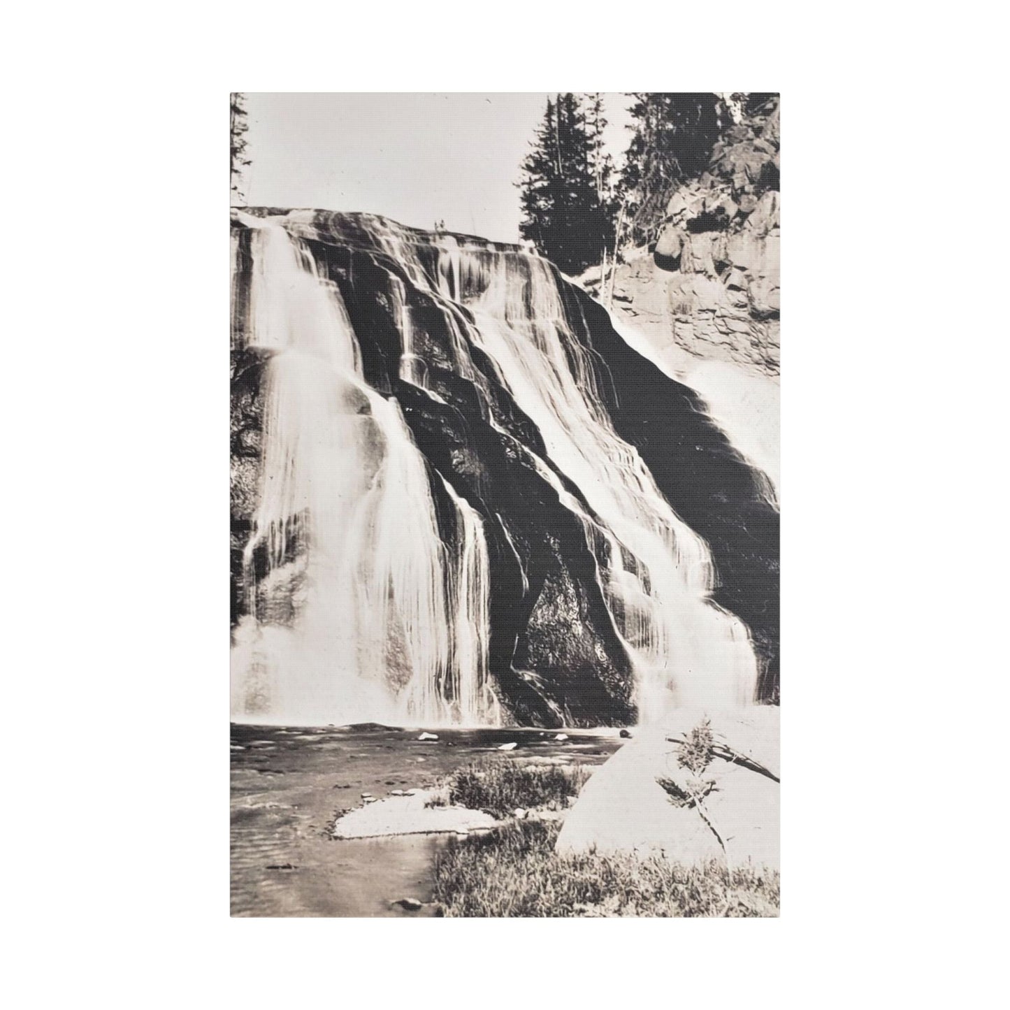 Gibbon Falls Yellowstone Satin Canvas Stretched