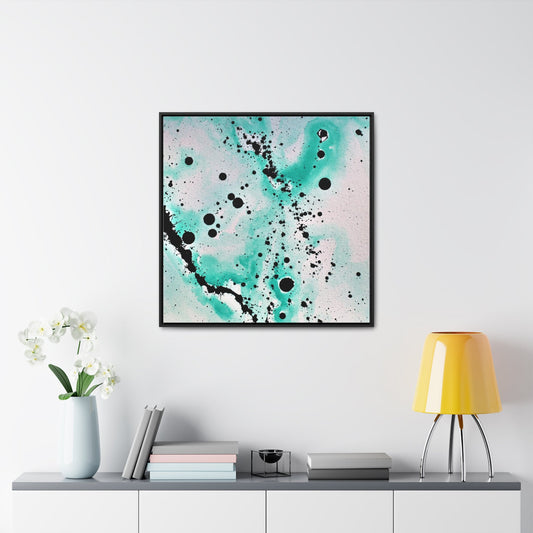 Teal Burst Gallery Canvas Wraps, Square Frame Printify