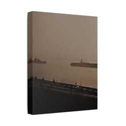 Navy Day New York October 27th 1945 War Ships Satin Canvas Stretched