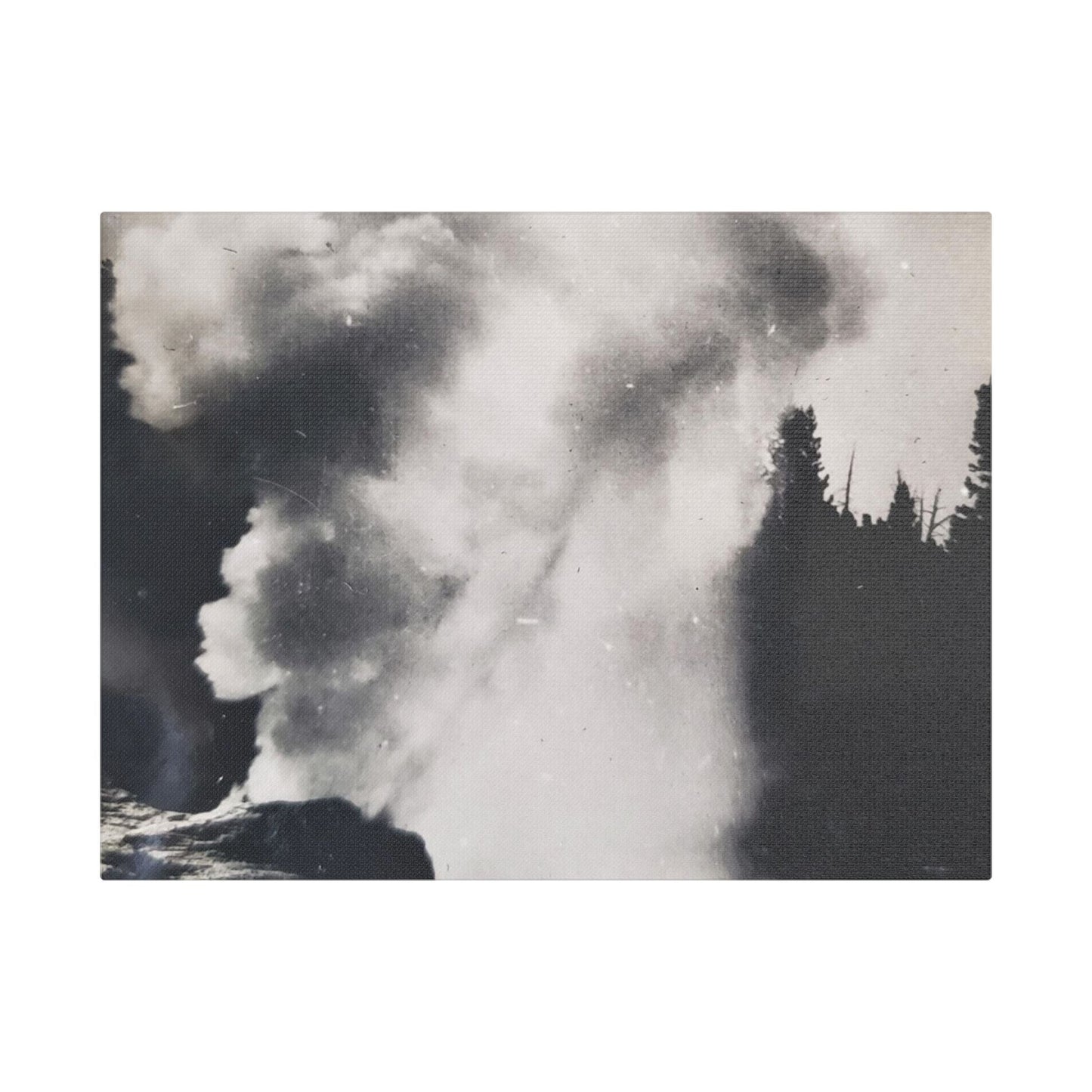 Riverside Geyser Yellowstone Satin Canvas Stretched