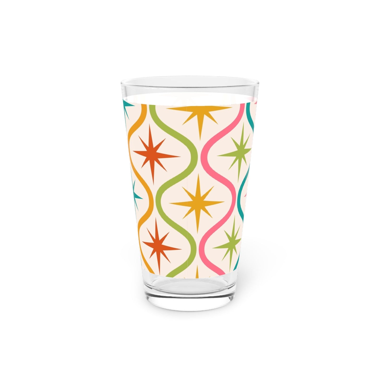 Retro Starburst Pattern Pint Glass - 16oz - - drinkware