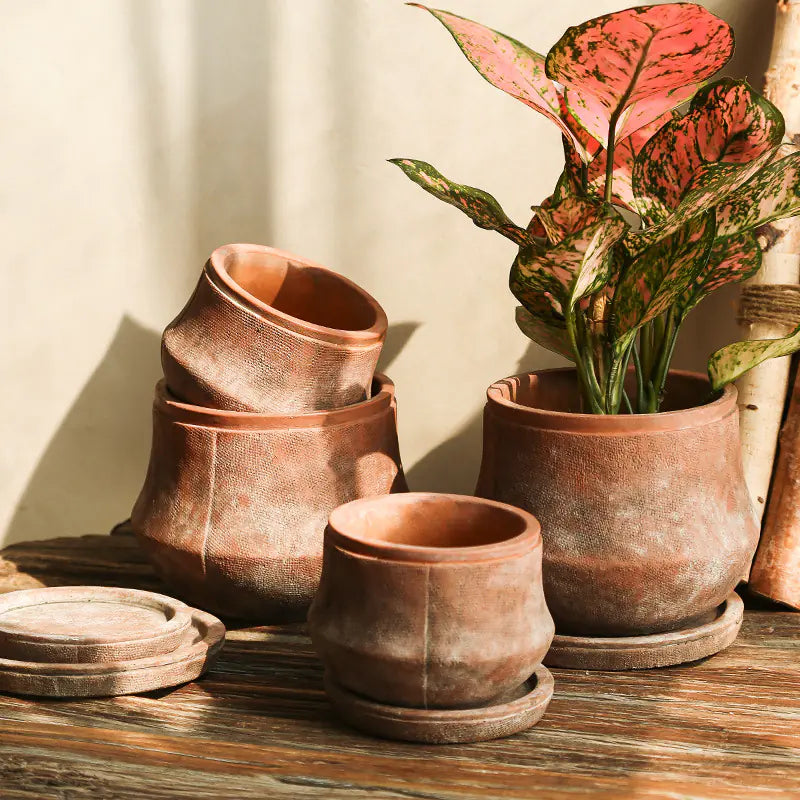 Decorative Red Terracotta Flowerpot - Kia Day Design