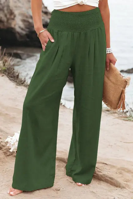 Cotton Linen Pockets Long Trousers - Kia Day Design