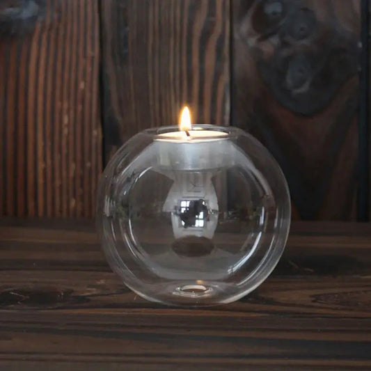 Transparent Glass Candle Holder Kia Day Design