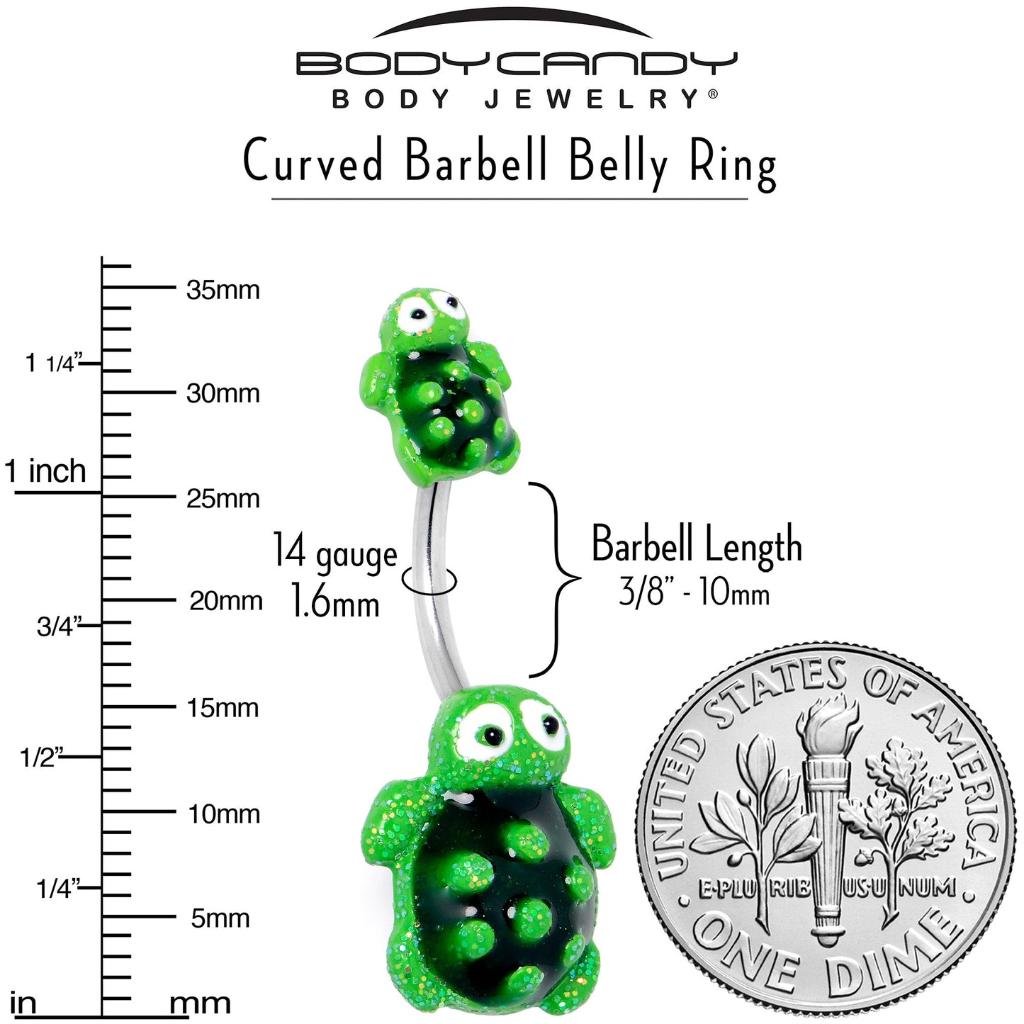 Texture Turtles Double Mount Belly Ring - - BELLY RING Double Mount