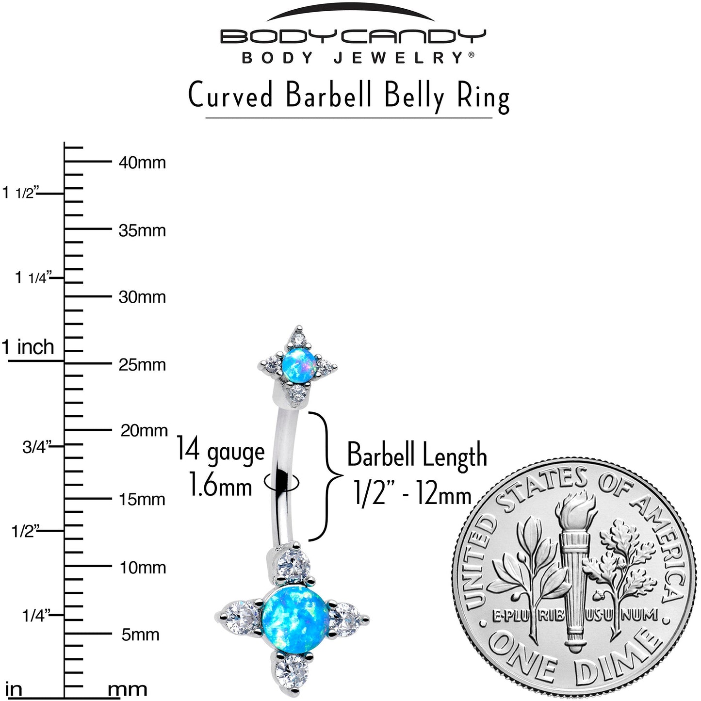 Blue Synthetic Opal Rhombus Star Double Mount Belly Ring - - BELLY RING Double Mount