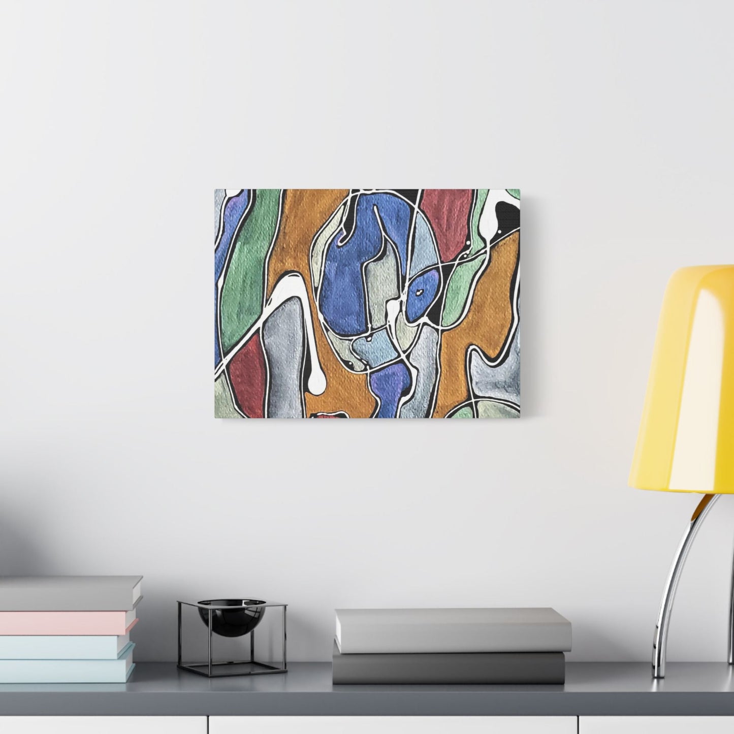 Blue Girl Satin Canvas Stretched