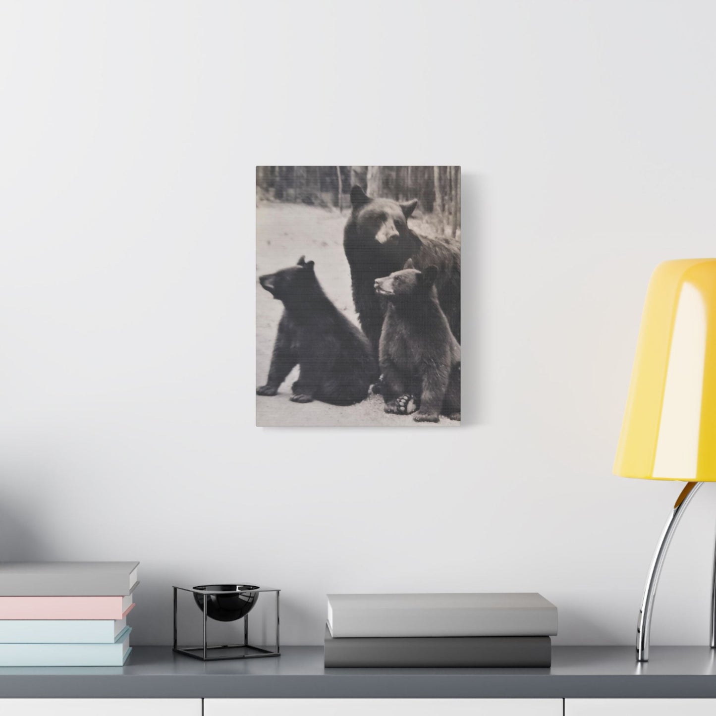 Yellowstone Black Bears Satin Canvas Stretched 11″ x 14″ (Vertical) 1.5"