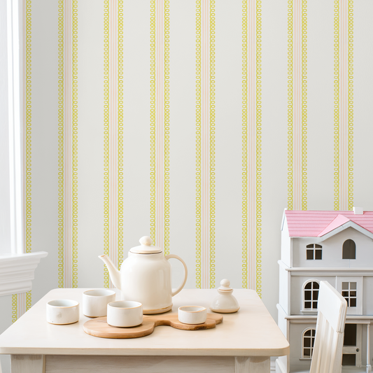 Veda (Yellow and Pink) Wallpaper - Peel & Stick LUXE - Wallpaper