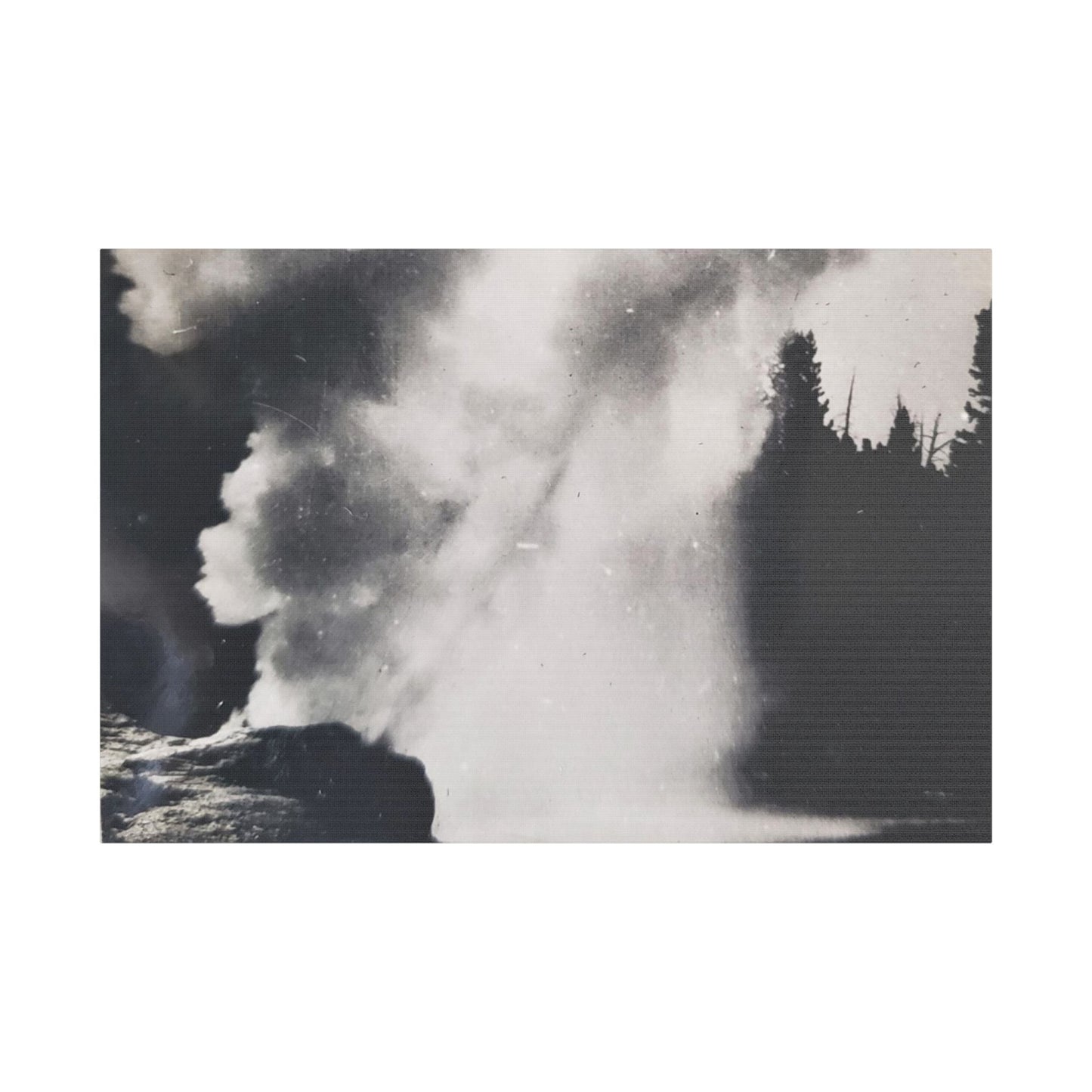 Riverside Geyser Yellowstone Satin Canvas Stretched
