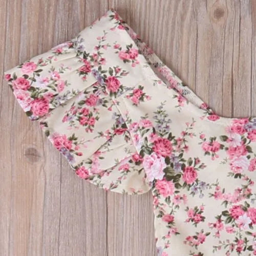 Baby Girl Floral Sleeveless Ruffled Romper