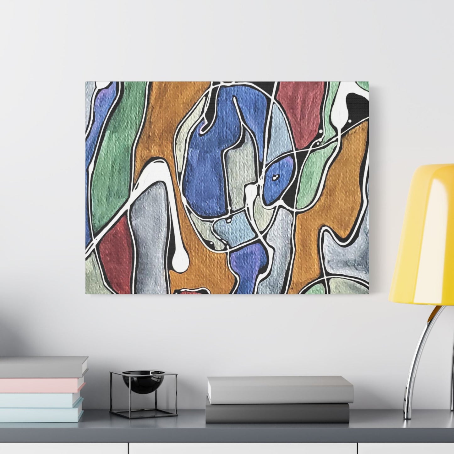 Blue Girl Satin Canvas Stretched