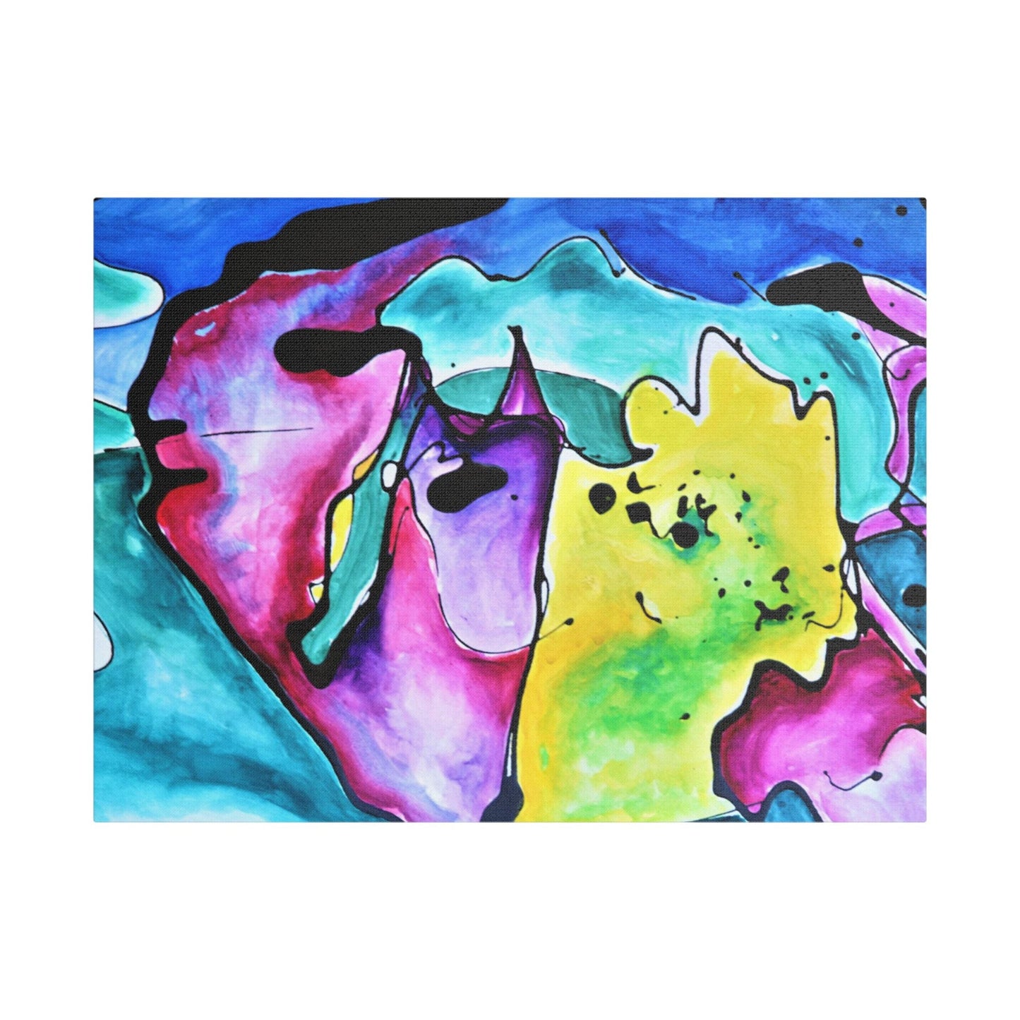 Cat Dog Satin Canvas Stretched 24″ x 18″ (Horizontal) 1.5"