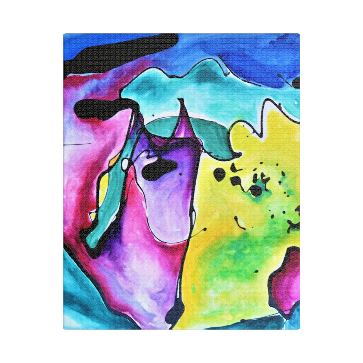 Cat Dog Satin Canvas Stretched 8″ x 10″ (Vertical) 1.5"