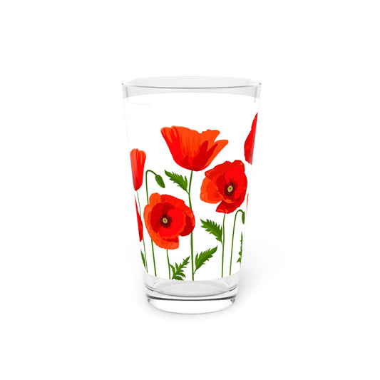 Red Poppy Pint Glass - 16oz - Kia Day Design