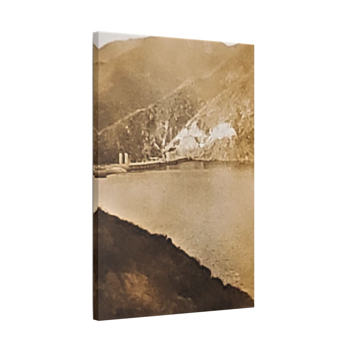 Morris Dam Lake Satin Canvas Stretched