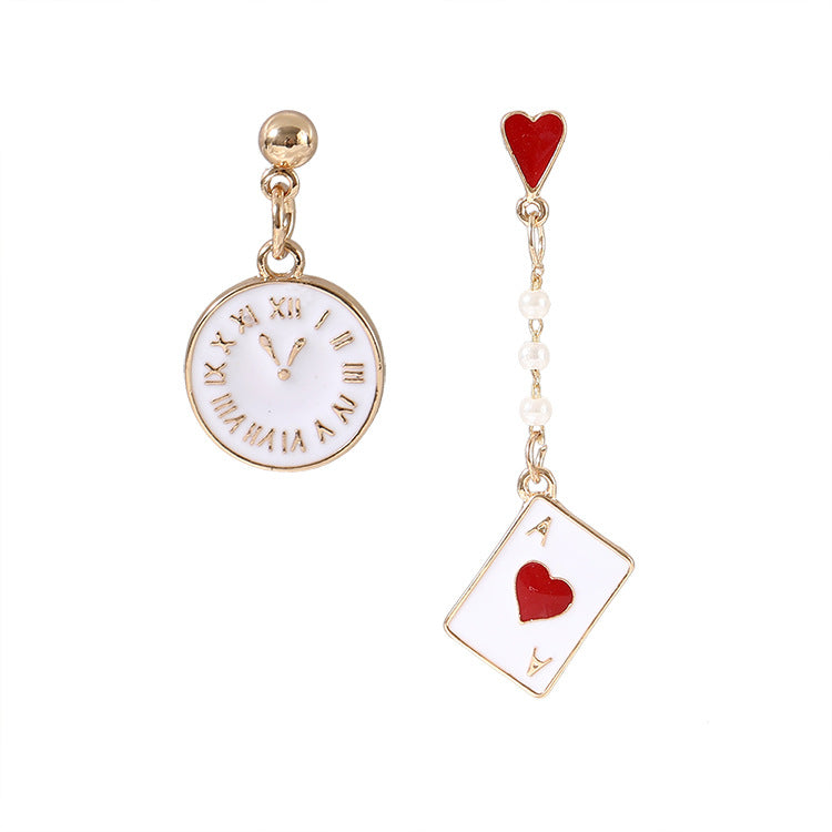 Alice in Wonderland Playing Card Cute Earrings - - earrings