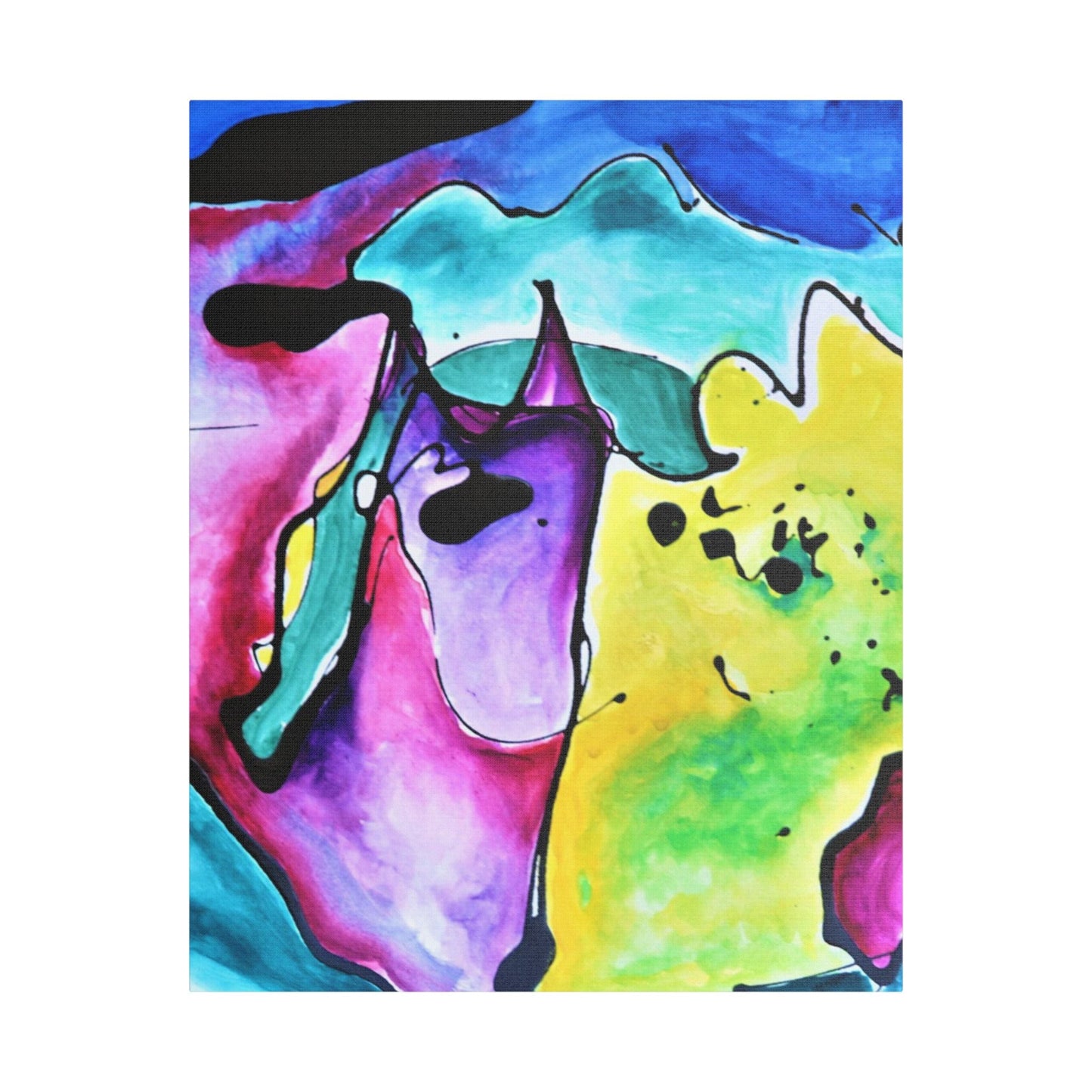Cat Dog Satin Canvas Stretched 24" x 30" (Vertical) 1.5"