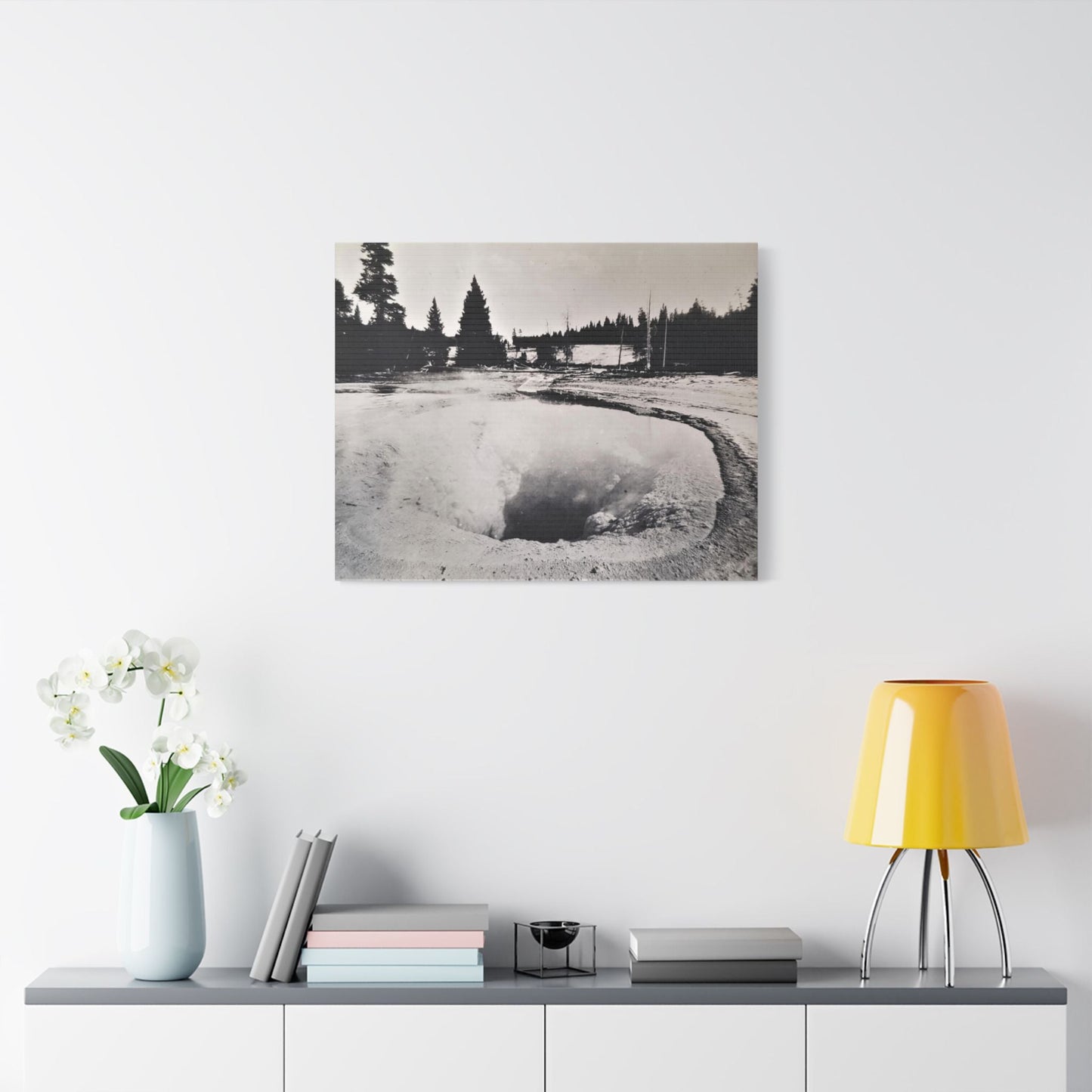 Morning Glory Pool Yellowstone Satin Canvas Stretched 30" x 24" (Horizontal) 1.5"
