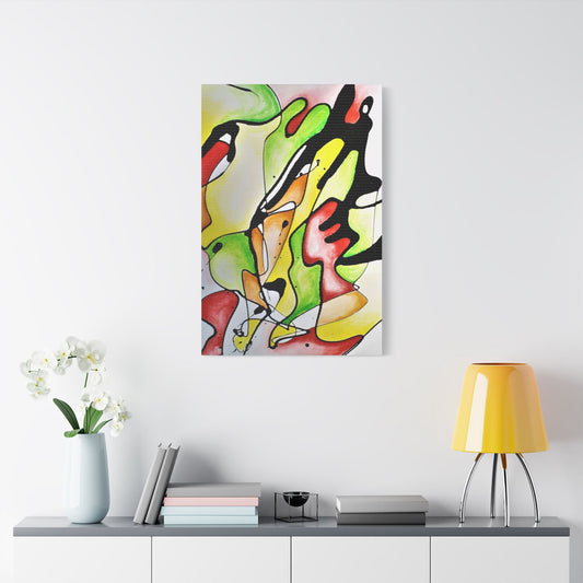 Red Mushroom Satin Canvas Stretched