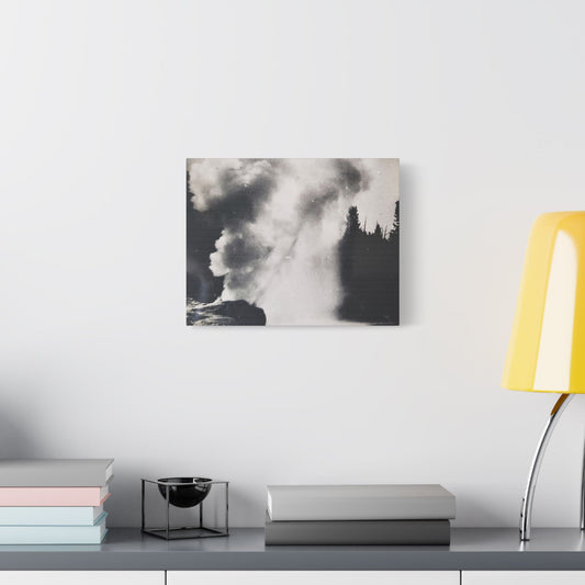 Riverside Geyser Yellowstone Satin Canvas Stretched 14″ x 11″ (Horizontal) 1.5"