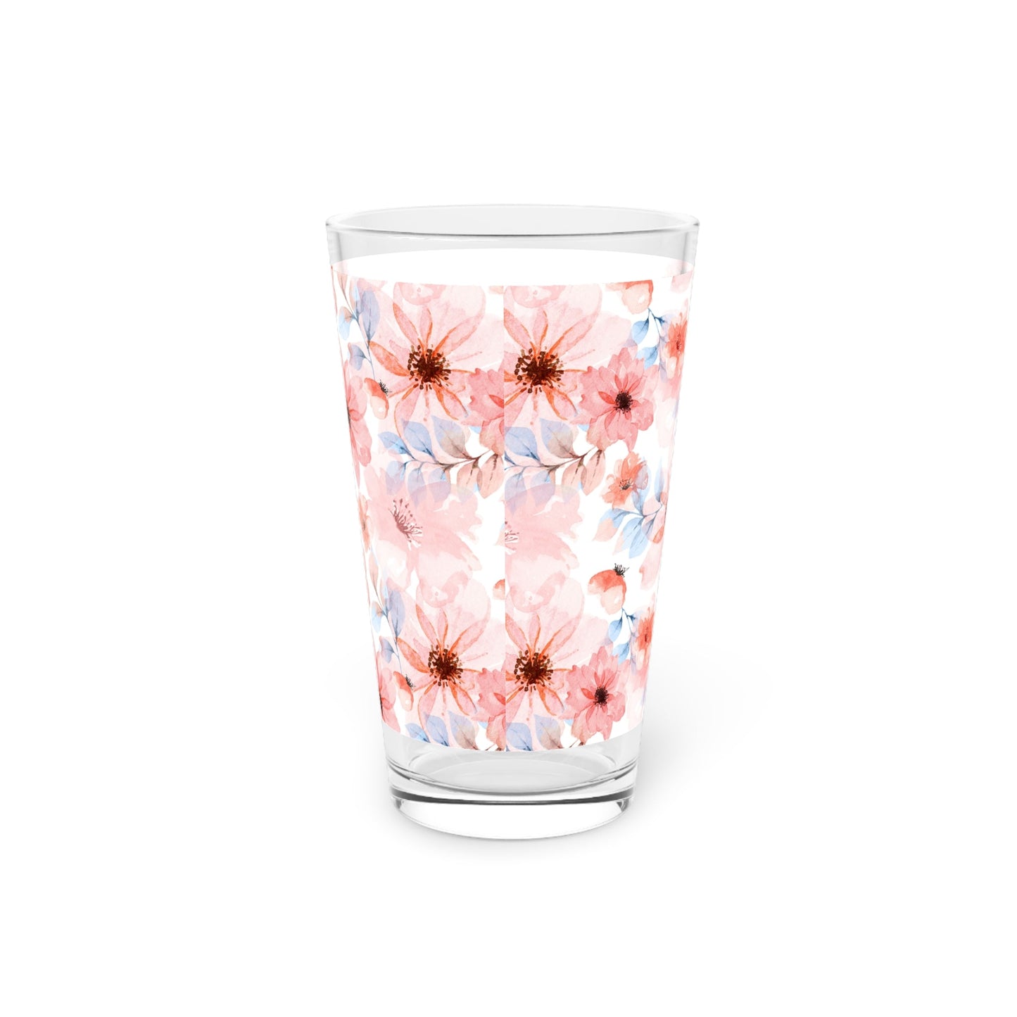 Light Pink Floral 16oz Pint Glass - Kia Day Design