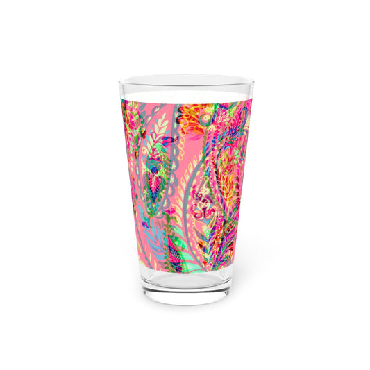 Vibrant Floral Pint Glass - 16oz - - drinkware