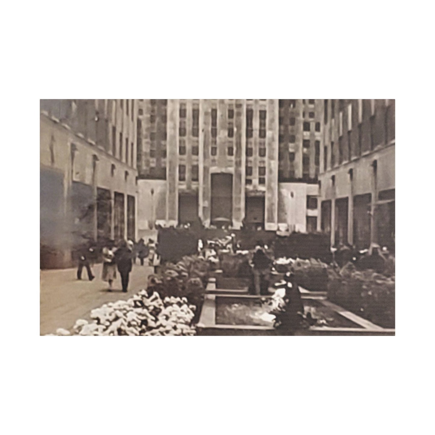 Rockefeller Plaza Satin Canvas Stretched 36″ x 24″ (Horizontal) 1.5"