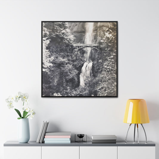 Multnomah Falls Oregon Gallery Canvas Wraps Square Frame 36″ x 36″ Premium Gallery Wraps (1.25″) Black