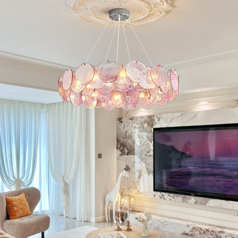 Luxury living room chandelier, designer-created stained glass dining room and bedroom lighting fixtures - -