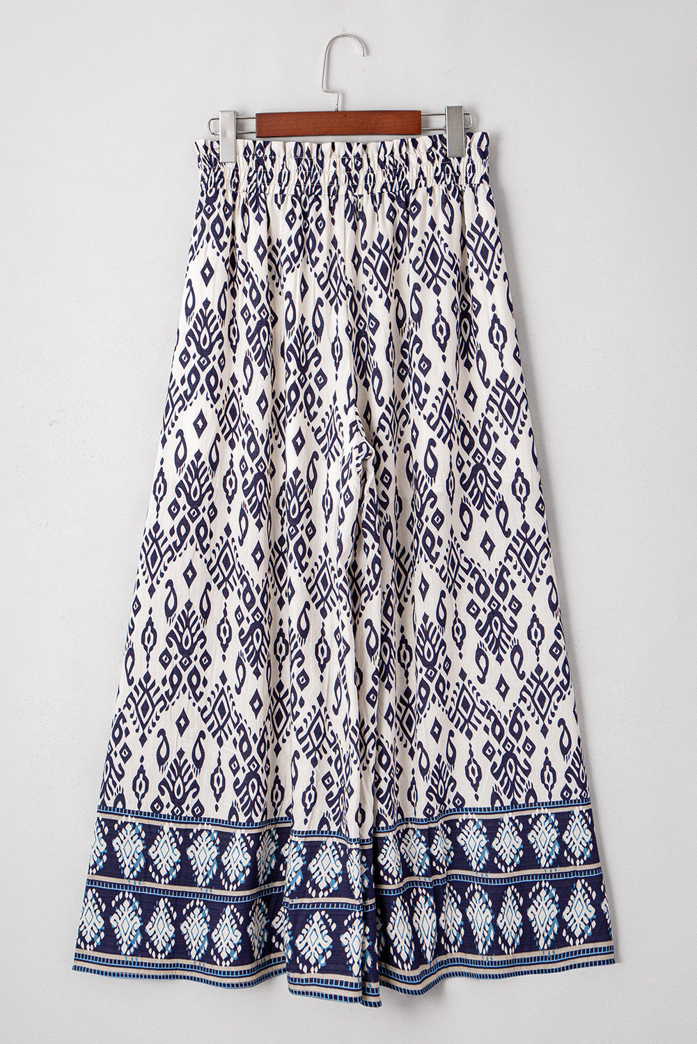 Blue Boho Pattern Print High Waist Wide Leg Loose Pants - - Bottoms/Pants & Culotte