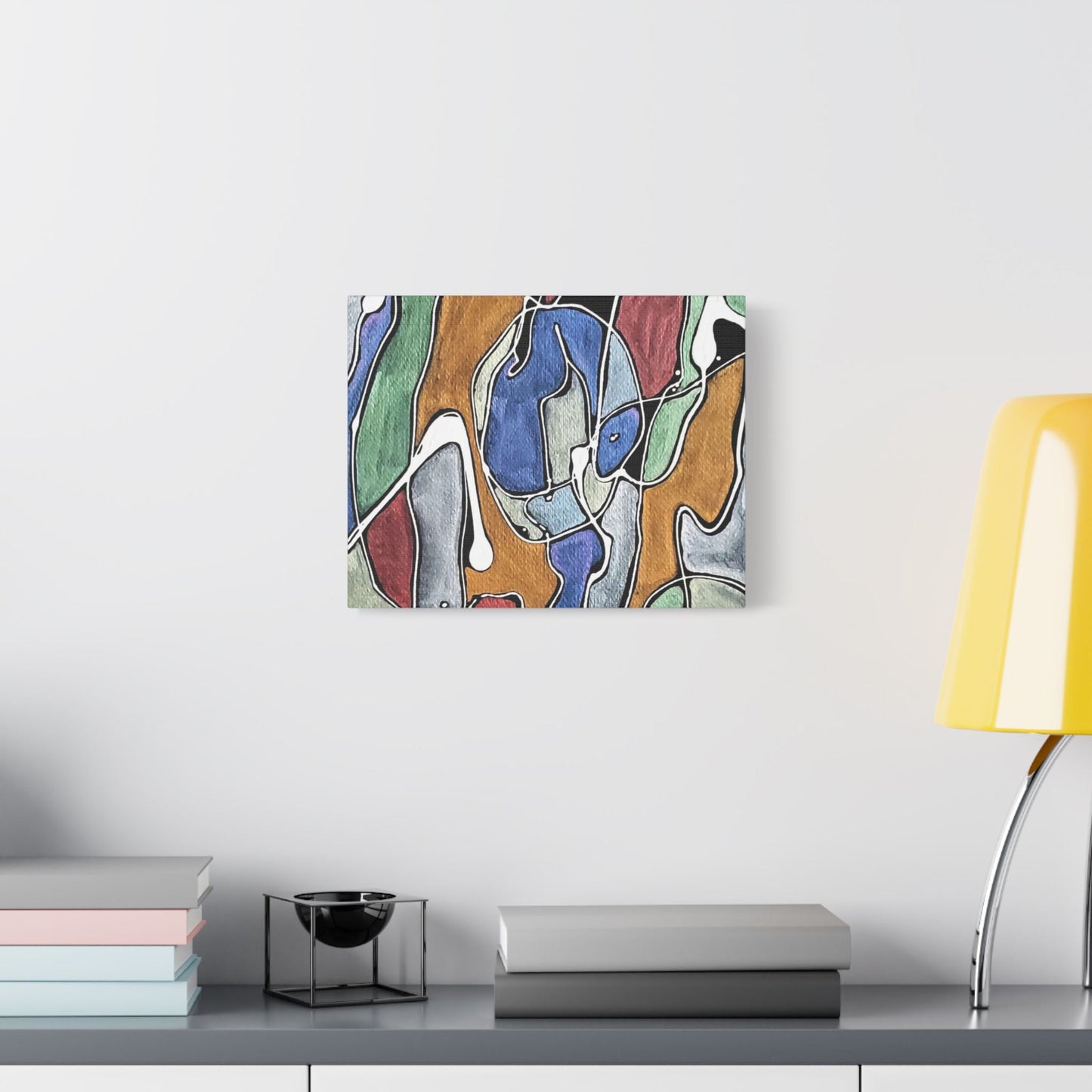 Blue Girl Satin Canvas Stretched
