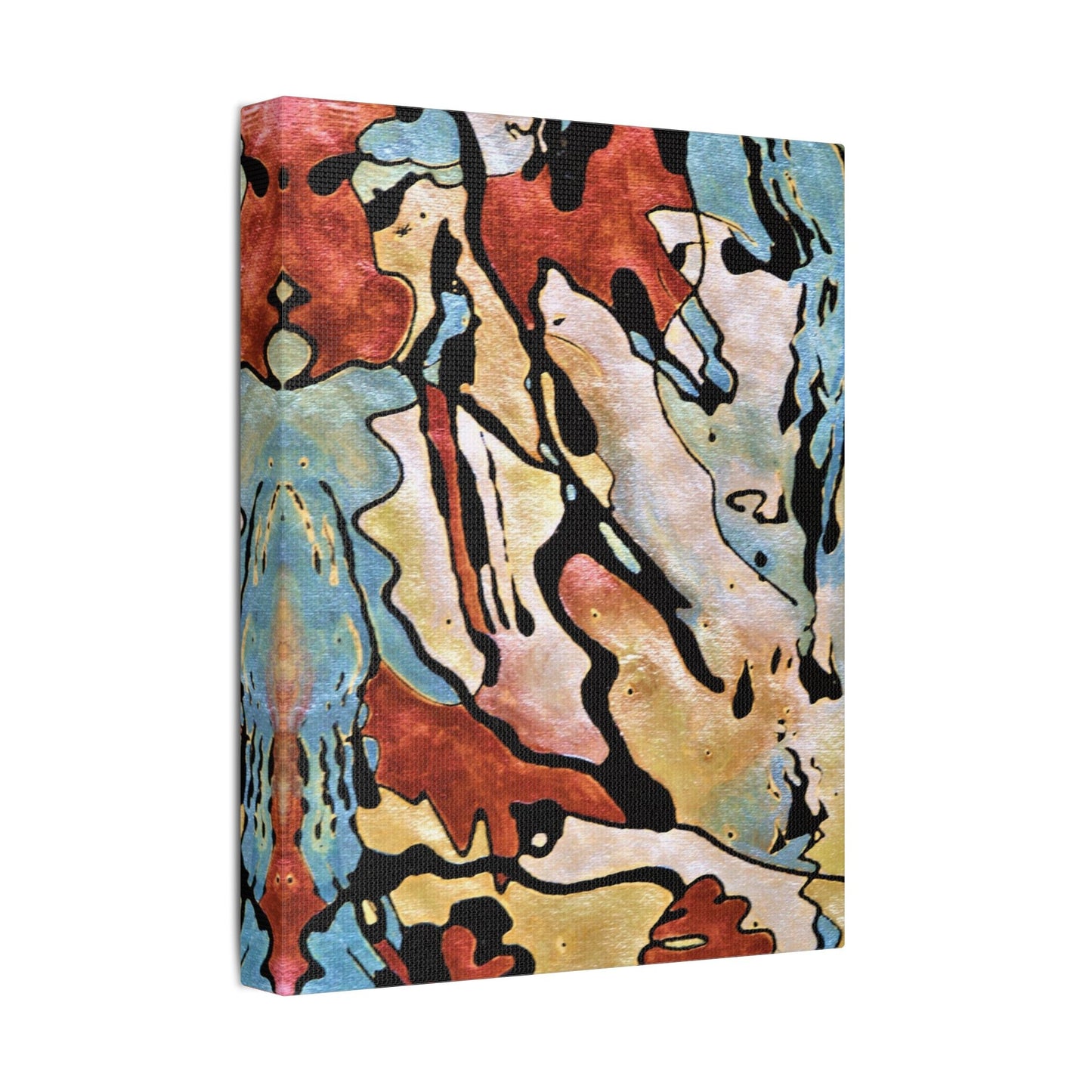 Blue Falls Satin Canvas Stretched