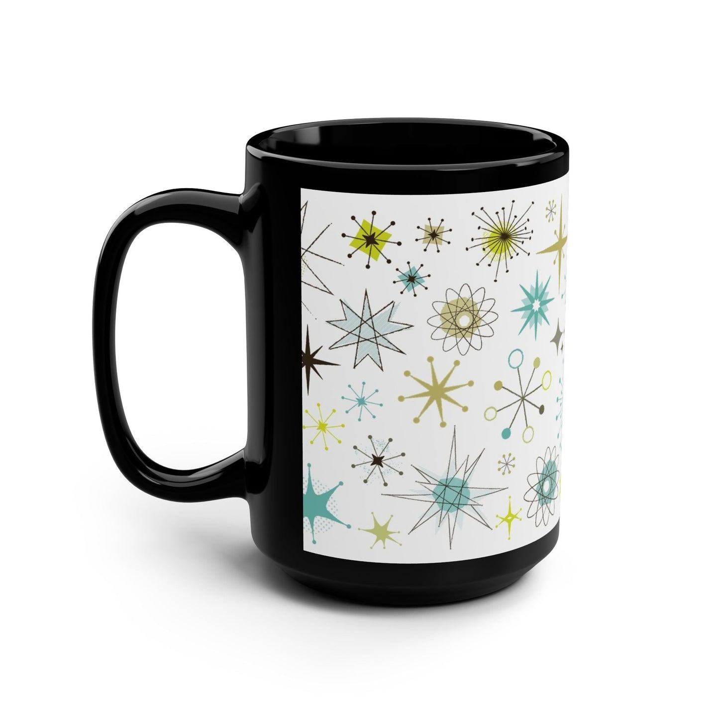 Cosmic Starburst Black Coffee Mug - 15oz - Kia Day Design