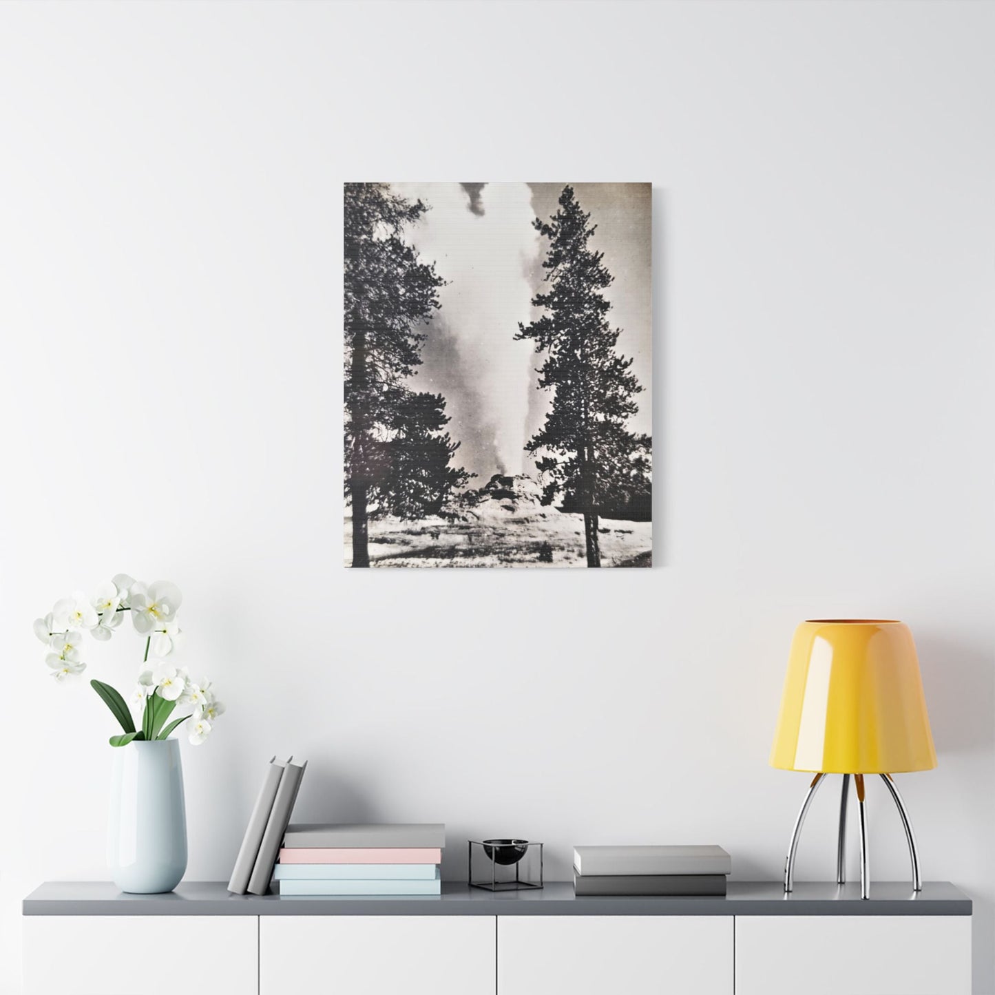 Castle Geyser Yellowstone Satin Canvas Stretched 24" x 30" (Vertical) 1.5"