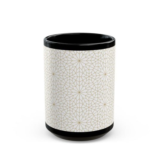 Gold Geometric Pattern Black Mug - Kia Day Design