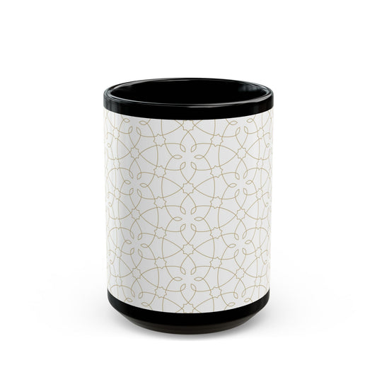 Gold Patterned Black Mug - Kia Day Design