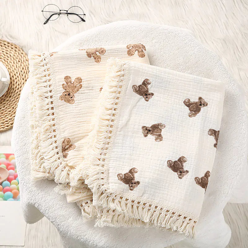 Cute Bear Muslin Cotton Baby Blanket Kia Day Design