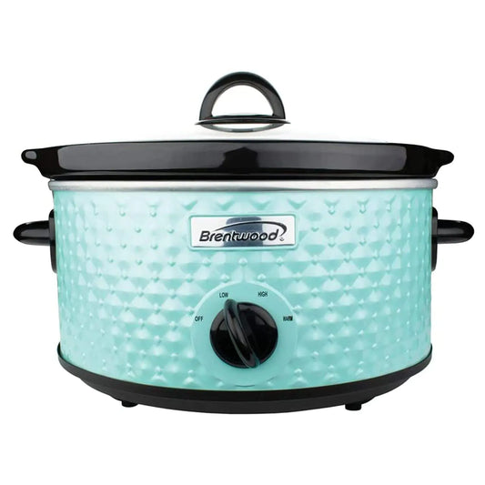 3.5-Quart Diamond-Pattern Slow Cooker (Blue) - - slow cooker