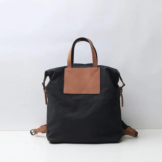 Women's Canvas and Leather Backpack Bag Kia Day Design