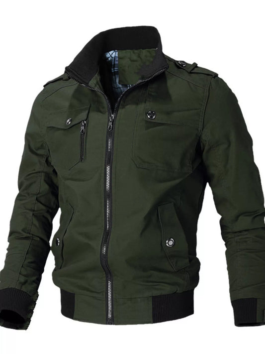 Men's Plus Size Casual Zip Up Lightweight Jacket - Green -