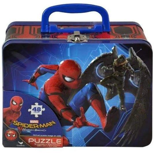 Spiderman Homecoming 48pc Puzzle Inside Lunch Tin Box 7.5" X 6" X 3" Red Blue & Multi - Kia Day Design
