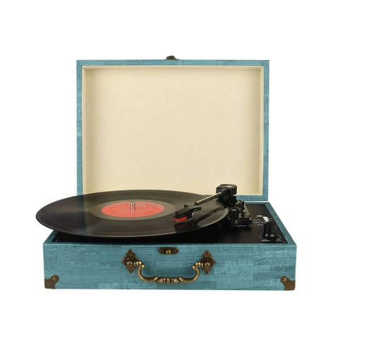 3 Speed 3 Size Vinyl Record Player with Built-in Bluetooth Receiver and Stereo Speakers Supports Vinyl-to-MP3 Recording - Kia Day Design