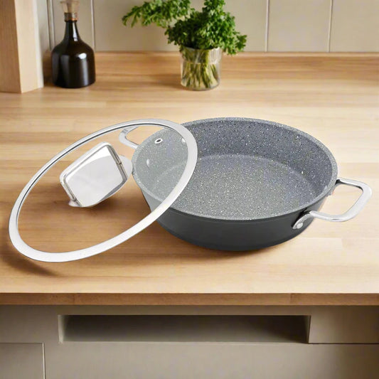 Serenk Excellence Granite Egg Pan with Glass Lid, 22 cm Kia Day Design