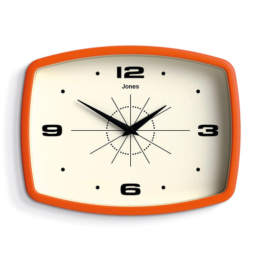 Orange Retro Rectangular Clock - Orange - clock