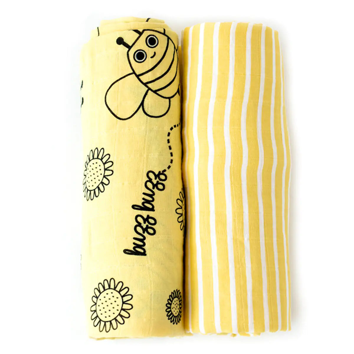 Milk&Moo Set of 2 Buzzy Bee Baby Muslin Swaddle Blanket Kia Day Design