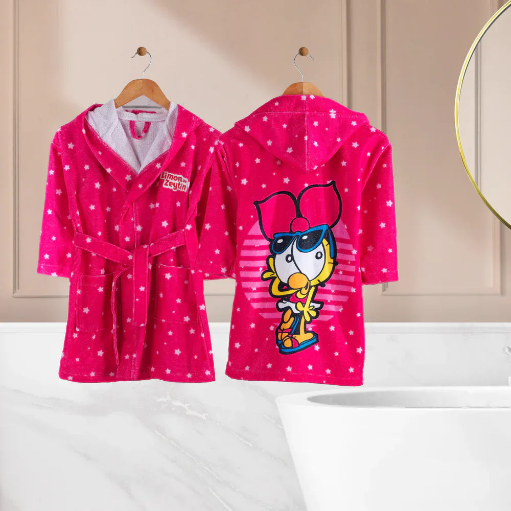 Hobby Lemon and Olive - Lemon Fuchsia Licensed Childrens Bathrobe - Kia Day Design