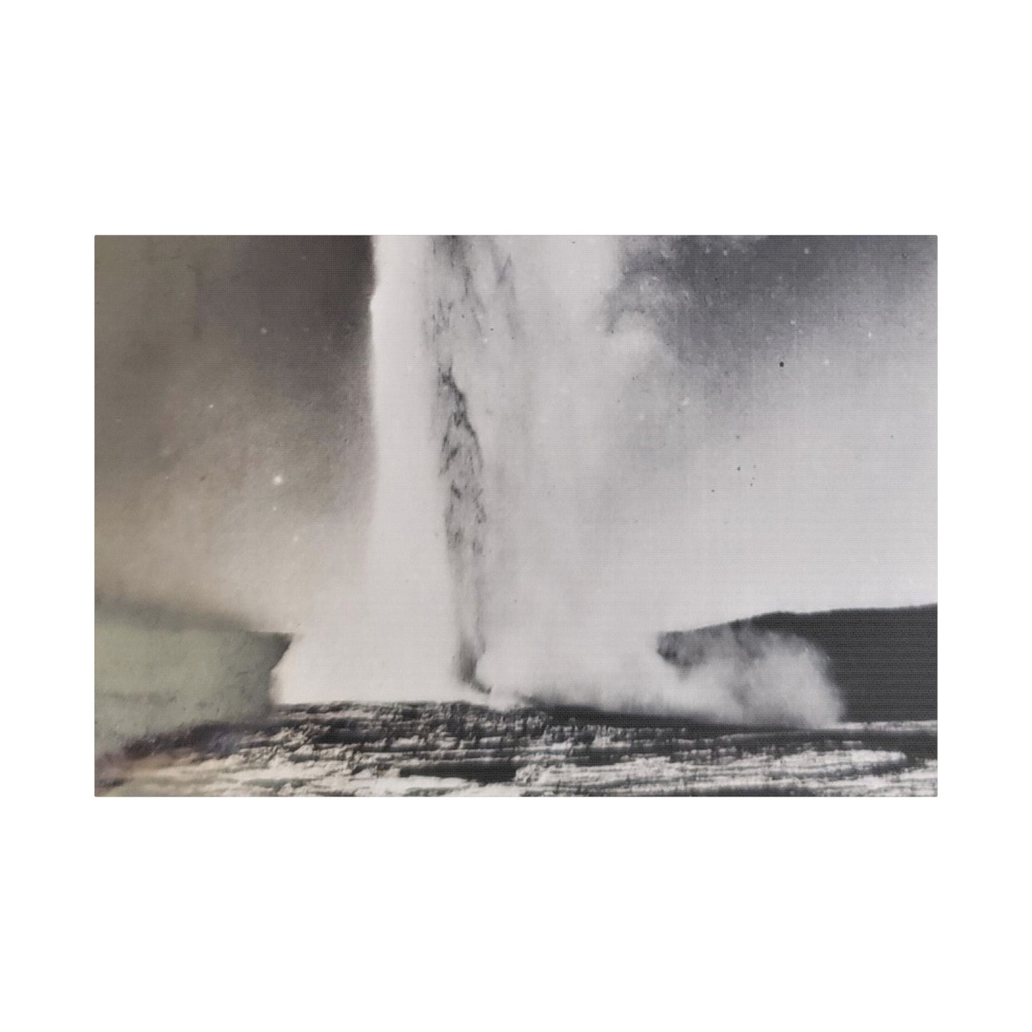 Old Faithful Geyser Yellowstone Satin Canvas Stretched