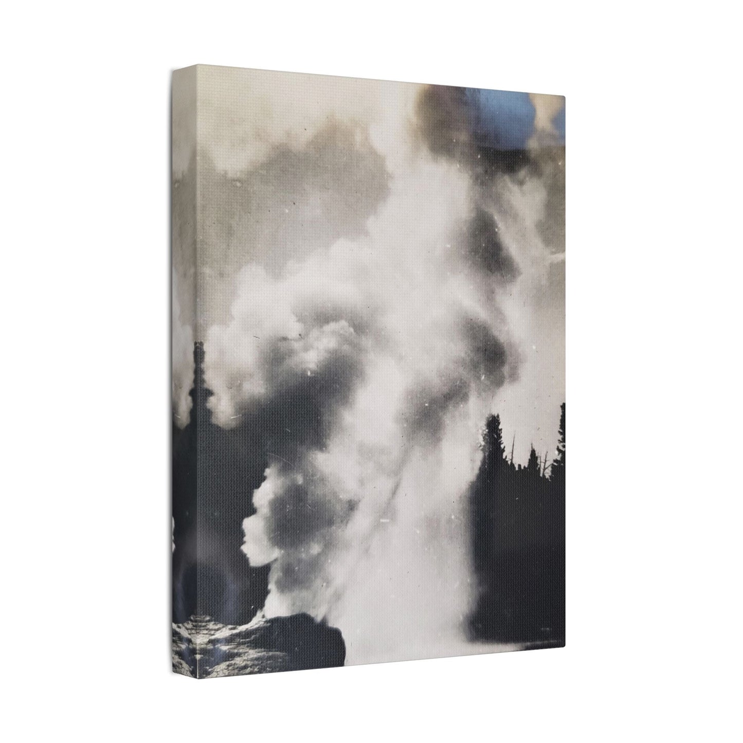 Riverside Geyser Yellowstone Satin Canvas Stretched