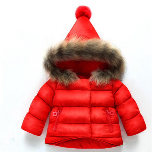 Girls Padded Down Jacket - Red 120cm - Coat